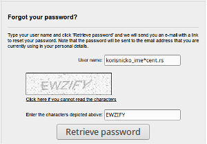 Promena lozinke za username